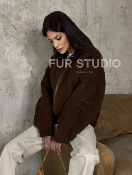 Дубленка - бомбер на молнии из овчины MERINO - фото 3