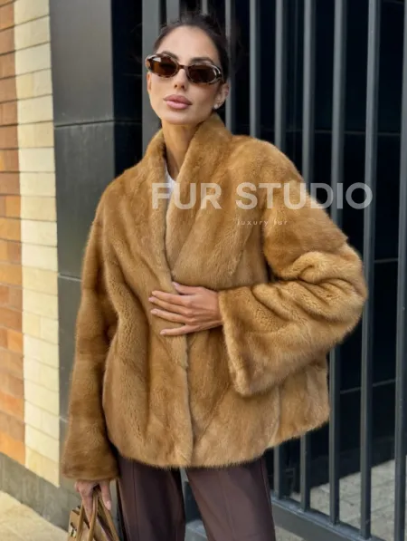 Норковый жакет Gold воротник V-образный - фото 5