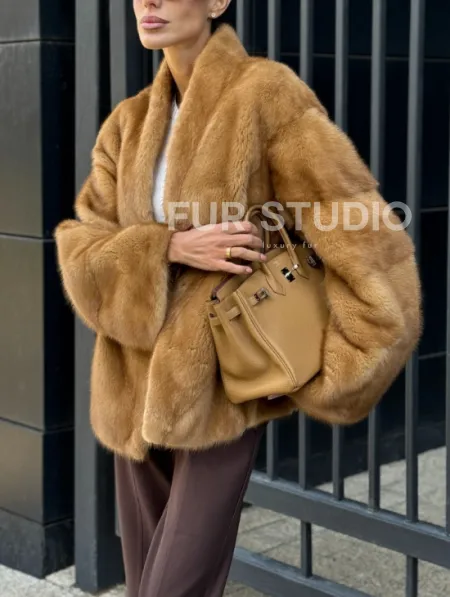 Норковый жакет Gold воротник V-образный - фото 3