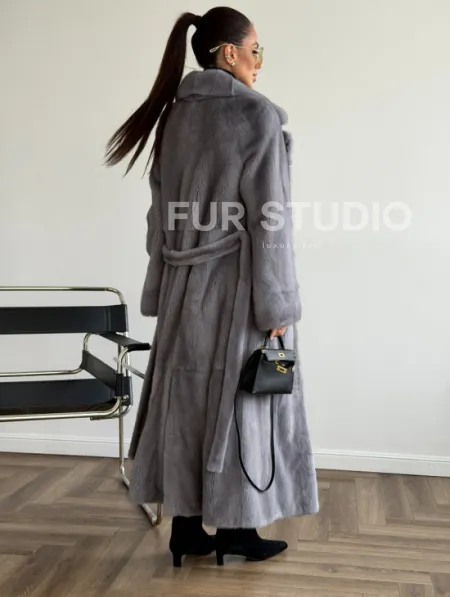 Голубая норковая шуба - фото 3