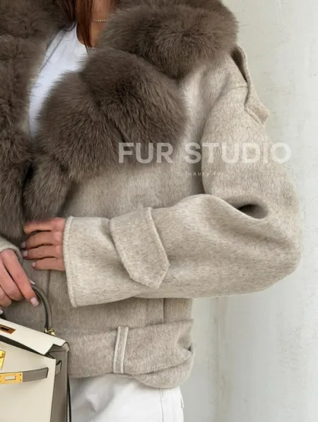 Куртка - пальто с мехом финского песца - фото 3