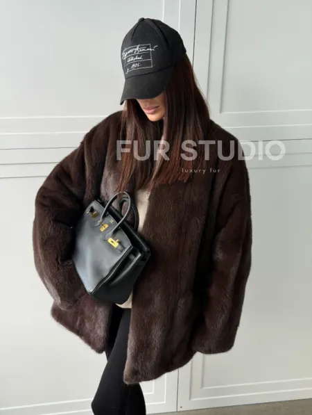 Куртка из норки с V - образным воротом - фото 8