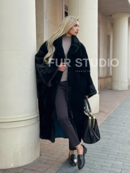 Зеленая норковая шуба - фото 8