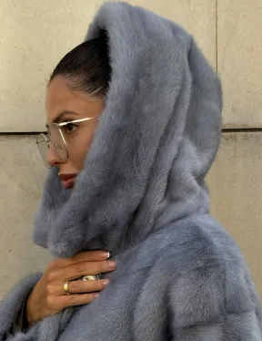 Шуба midi из меха норки с капюшоном, рукава трансформер - фото 5