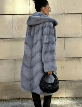 Шуба midi из меха норки с капюшоном, рукава трансформер - фото 7