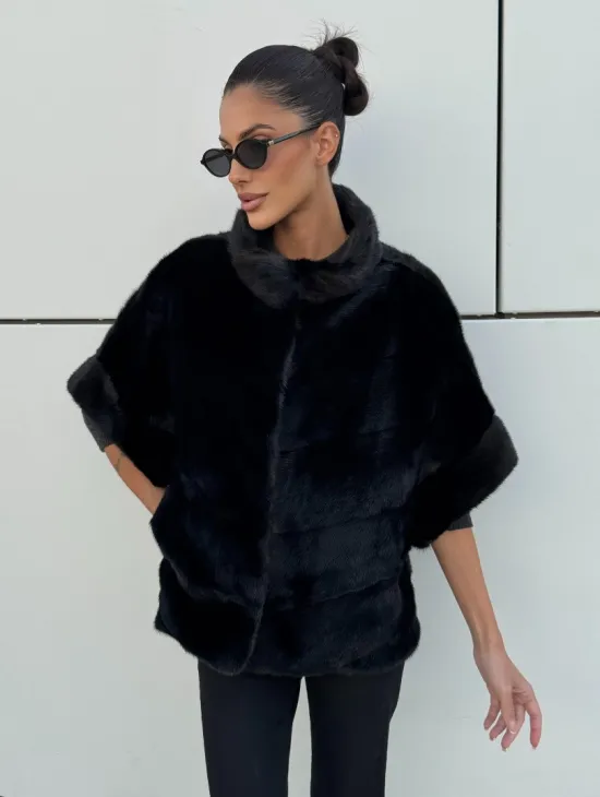 Курточка-жилет трансформер из меха норки с капюшоном - фото 7