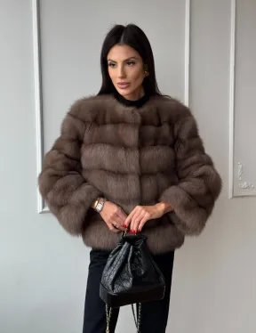 Шуба из меха куницы Truffle с воротником шанель - фото 9