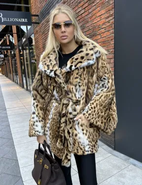 Шуба из оцелота под леопард модель «Летучая мышь» - фото 0
