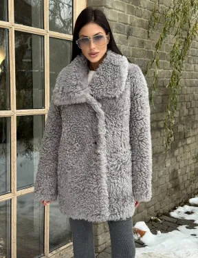 Короткая шубка - дублёнка из овчины - фото 9