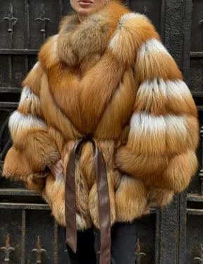 Шуба - пончо из меха рыжей (огненной) лисы - фото 2