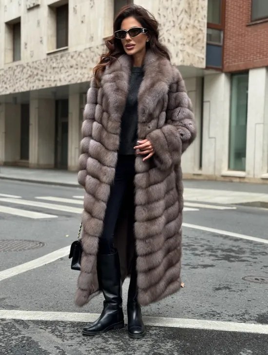 Шуба из меха куницы в цвете Truffle - фото 5