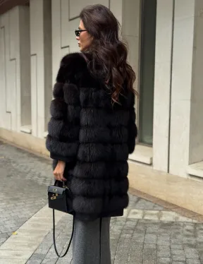 Пальто из куницы с отделкой кашемира - фото 4