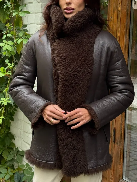 Дубленка двухсторонняя женская - цвет коричневый - фото 1