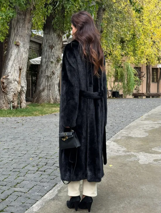 Черная норковая шуба - фото 8