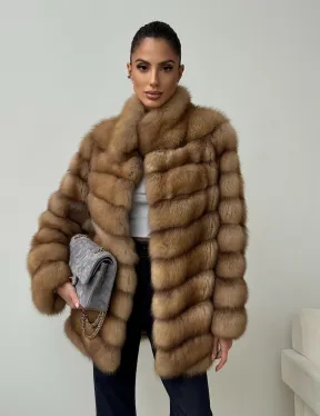 Шуба из куницы - стойка воротник - фото 7