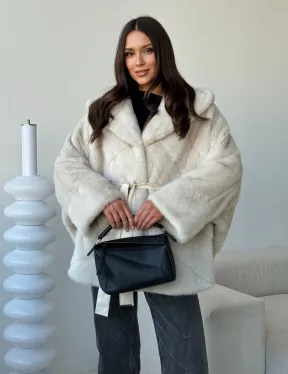 Шуба автоледи под пояс из меха норки - фото 5