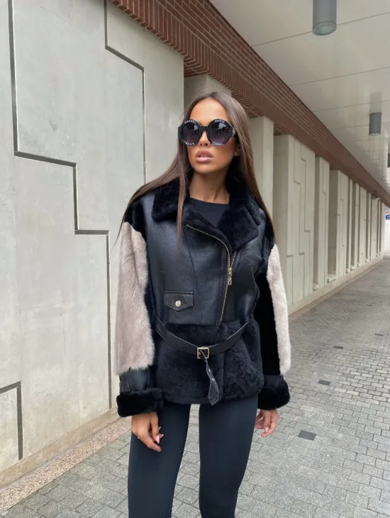 Дублёнка из мериноса с мехом норки - фото 2