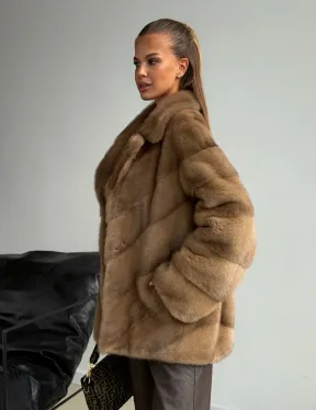 Норковый полушубок - английский воротник - фото 9