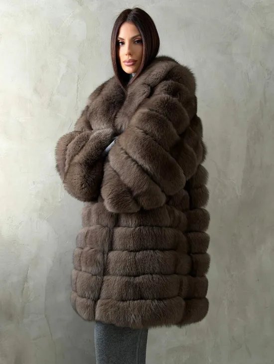 Шуба из песца под соболь - английский воротник - фото 8