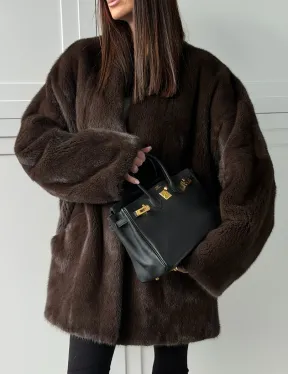 Куртка из норки с V - образным воротом - фото 2