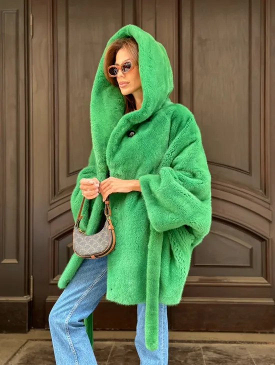 Шуба норковая с капюшоном 100524 - фото 3