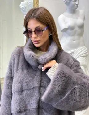 Шуба из норки стойка воротник - фото 1