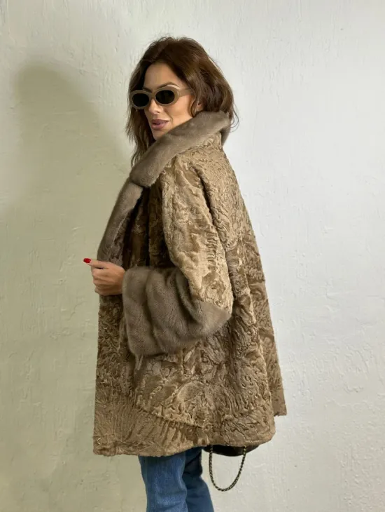 Каракуль кимоно паркет английский воротник - фото 4